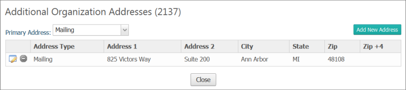How to View, Add, Edit, or Delete an Additional Address for an Organization